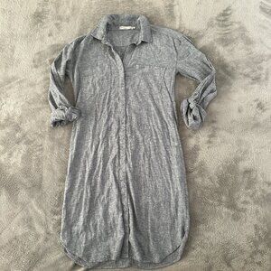 Prana Gray Roll Tab Sleeve Shirt Dress Hemp Blend Women's XS Outdoor